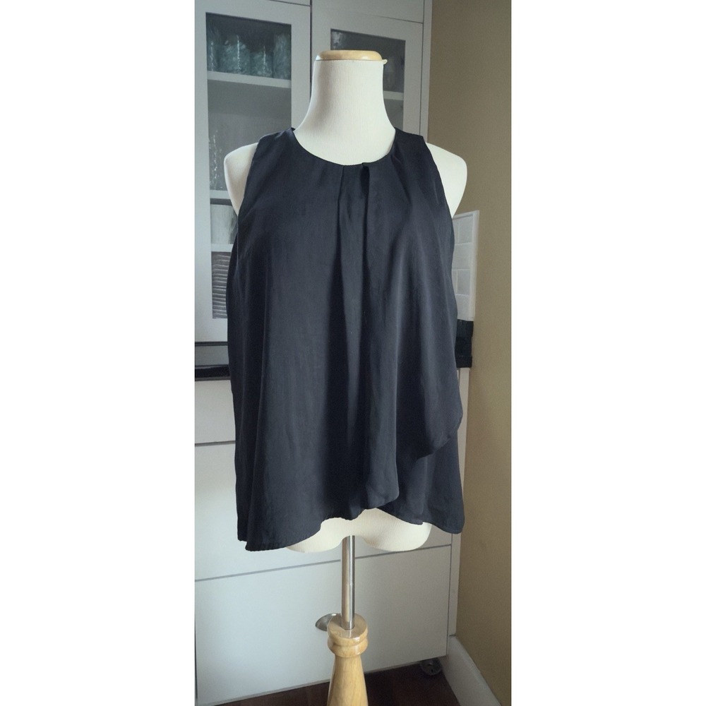 Banana Republic Black Sleeveless Hi-Low Pleated Front Classy Office to BBQ Sz S